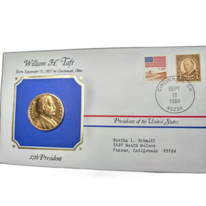 William H. Taft Presidential Cover – Gold Medallion – First Day of Issue – 1984